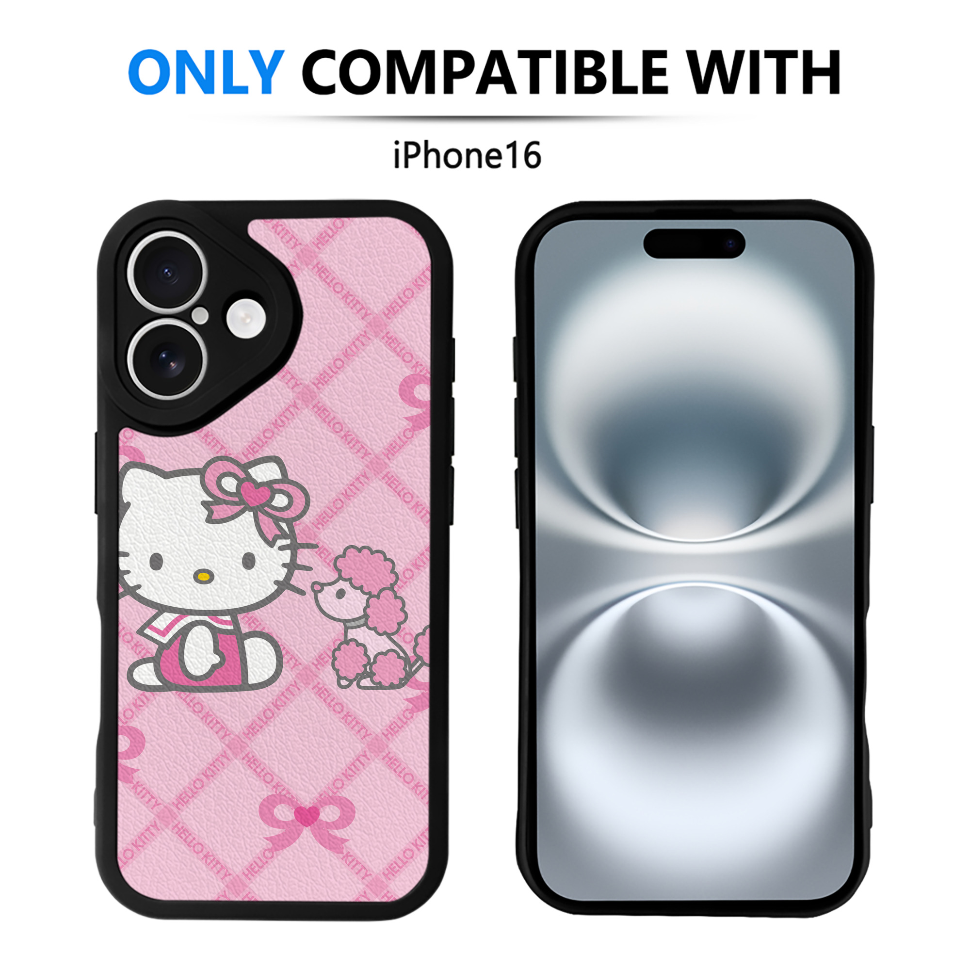 （画像用） Hello Kitty ハローキティ 【iPhone 16シリーズ対応】シリコンスマホケース（レザー調） 材質：シリコン
